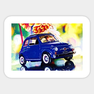 Surreal blue Fiat 500 Sticker